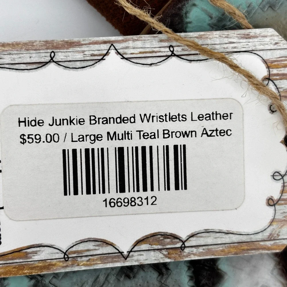 Hide Junkie Wristlet Pouch Women OS Brown Aztec Turquoise Leather Made in USA
